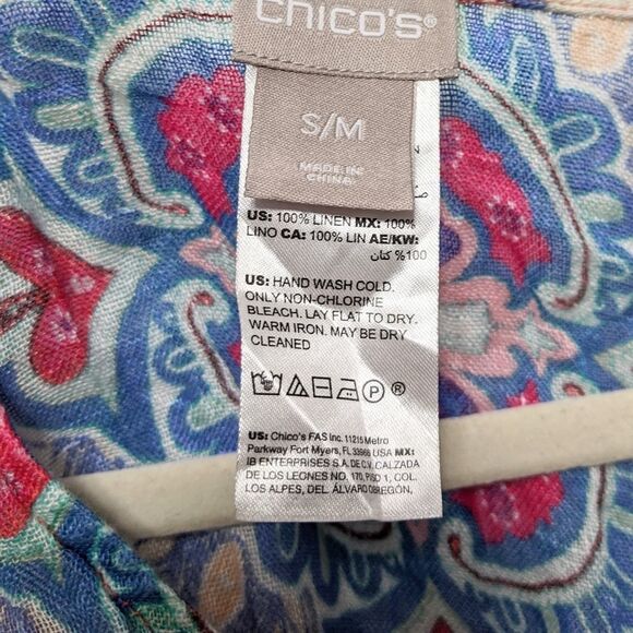 CHICO'S Linen Boho Top S/M - Picture 3 of 5